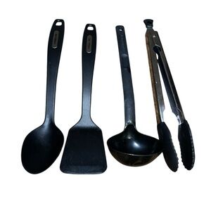 Faberware black tongs ladel serving spoon spatula Cooking Utensils lot nylon